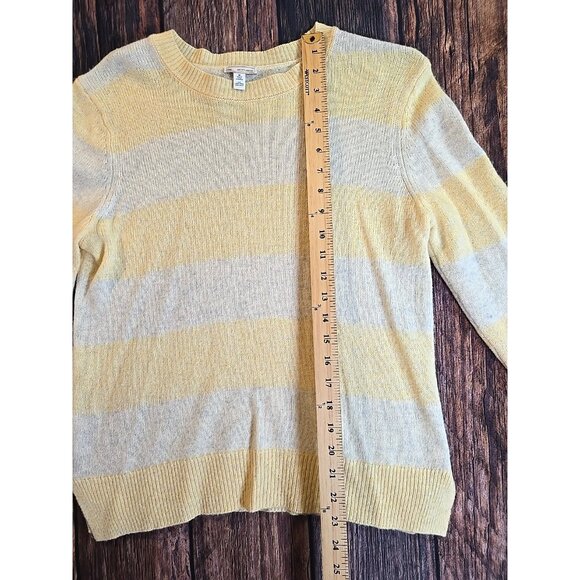 Gap Wool Blend Sweater Pullover Striped Yellow Long Sleeve Lightweight Women's M - Picture 3 of 13
